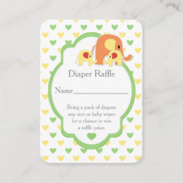 Tarjeta De Recepción  Baby Shower Twins Elephants Diaper Raffle