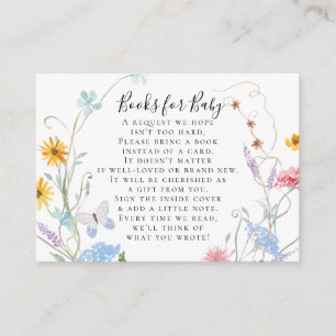 Tarjeta De Recepción Baby Shower Watercolor Wildflower Floral Bee Books