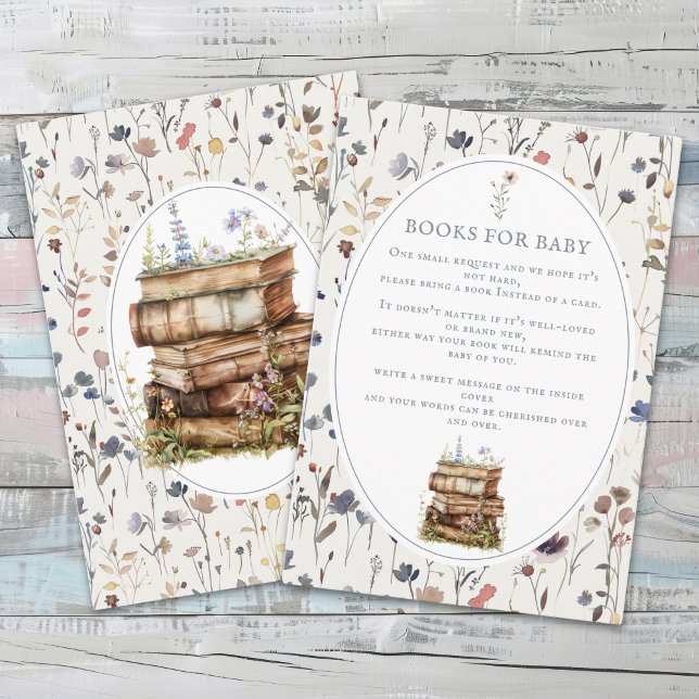 Tarjeta De Recepción Baby Shower Wildflower, trae un libro para el bebé (Subido por el creador)