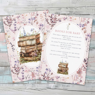 Tarjeta De Recepción Baby Shower Wildflower, trae un libro para el bebé