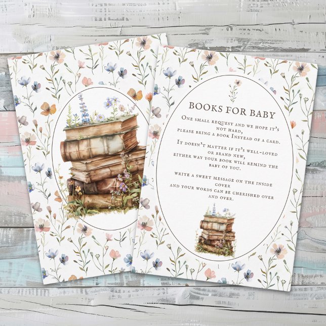 Tarjeta De Recepción Baby Shower Wildflower, trae un libro para el bebé (Subido por el creador)