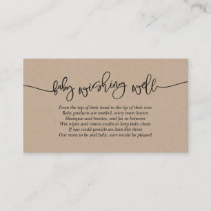 Tarjeta De Recepción Baby Shower, Wishing Well, escritura Kraft creativ
