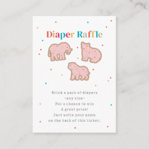 Tarjeta De Recepción Baby Sprinkle Animal Cookies Diaper Raffle Pink