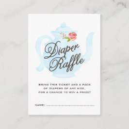 Tarjeta De Recepción Baby Tea Fiesta | Baby Diaper Raffle Ticket Blue