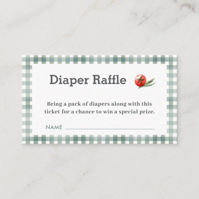 Tarjeta De Recepción Babyque BBQ Baby Shower Diaper Raffle (Anverso)