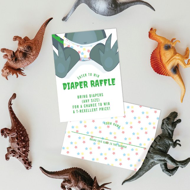 Tarjeta De Recepción Babysaurus T-rex Green Diaper Raffle (Subido por el creador)