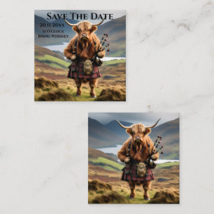 Tarjeta De Recepción Bagpiper de vaca de la región montañosa de Escocia