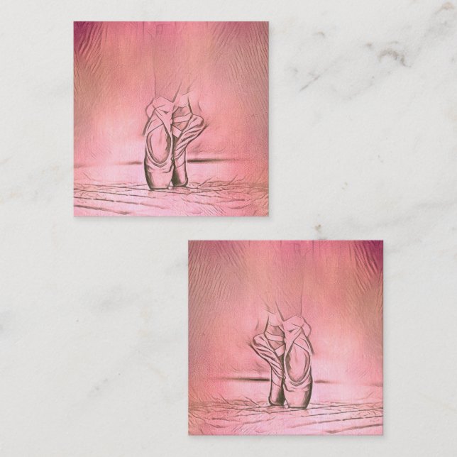 Tarjeta De Recepción Bailarina elegante con zapatos de ballet rosa (Anverso / Reverso)