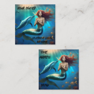 Tarjeta De Recepción "Baile oceánico: Sirena y viaje de delfines"