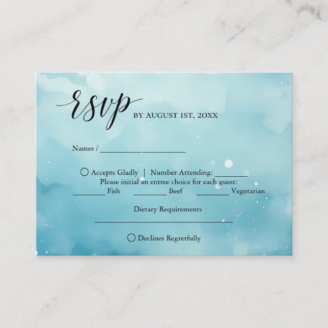 Tarjeta De Recepción Bajo acuarela marina con opciones de elección de c (Anverso)