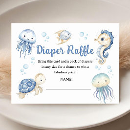 Tarjeta De Recepción Bajo el mar Baby Shower Boy Ocean Diaper Raffle