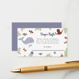 Tarjeta De Recepción Bajo el mar Baby Shower Cute Diaper Raffle