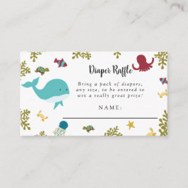 Tarjeta De Recepción Bajo el mar Baby Shower Cute Diaper Raffle Encl
