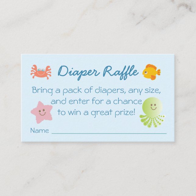 Tarjeta De Recepción Bajo el mar Baby Shower Diaper Raffle Ticket (Anverso)