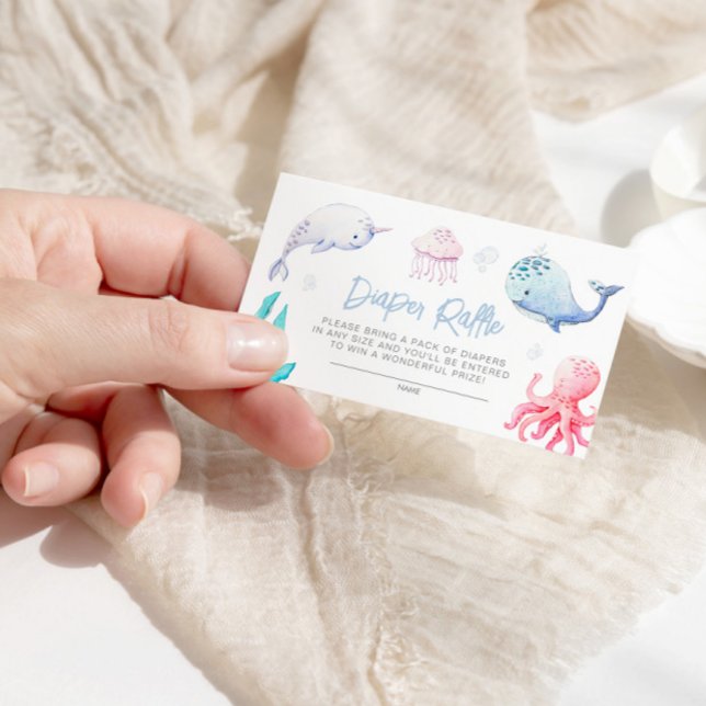 Tarjeta De Recepción Bajo el mar Náutico Baby Shower Diaper Raffle (Subido por el creador)