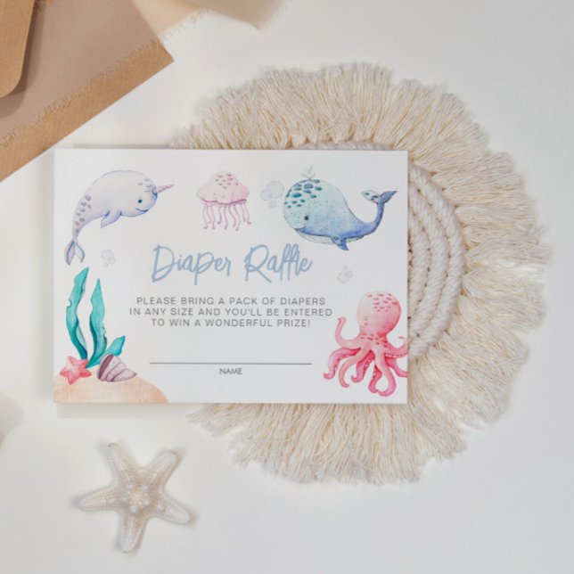 Tarjeta De Recepción Bajo el mar Náutico Baby Shower Diaper Raffle (Subido por el creador)