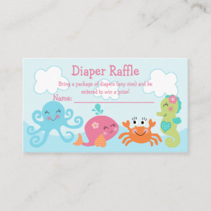 Tarjeta De Recepción Bajo el mar/Pink Whale Diaper Raffle Tickets