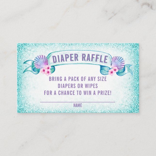 Tarjeta De Recepción Bajo la sirena marina Diaper Raffle Tickets (Anverso)