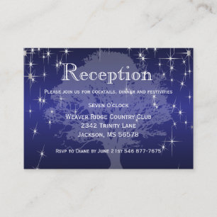 Tarjeta De Recepción Bajo las estrellas en azul oscuro metálico - recep