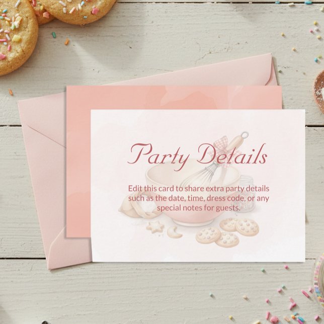 Tarjeta De Recepción Baking Party Birthday Party Details Pink  (Subido por el creador)