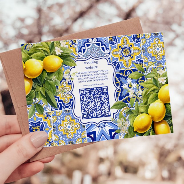 Tarjeta De Recepción Baldosas azules Boda Lemons (Subido por el creador)