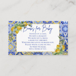 Tarjeta De Recepción Baldosas azules italianas limón cítricos libros pa