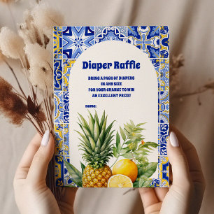 Tarjeta De Recepción Baldosas italianas limón bebé ducha diapper rifa