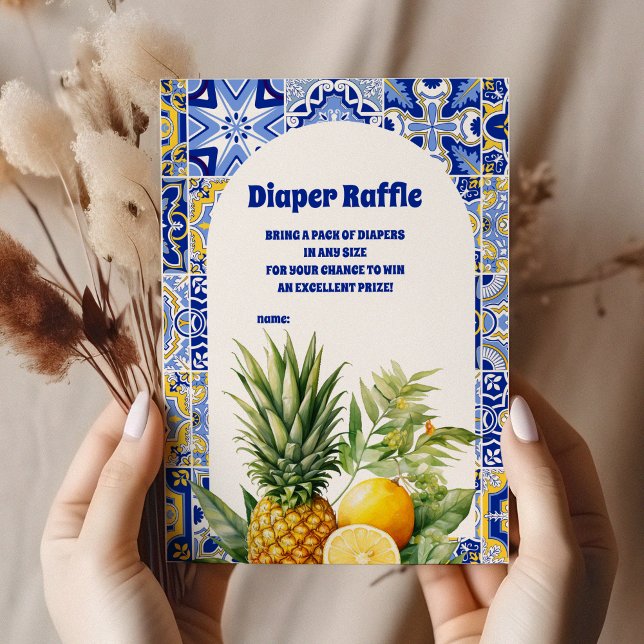 Tarjeta De Recepción Baldosas italianas limón bebé ducha diapper rifa (Subido por el creador)