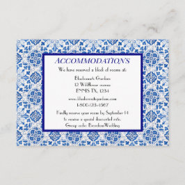 Tarjeta De Recepción Baldosas portuguesas Boda azul Alojamiento