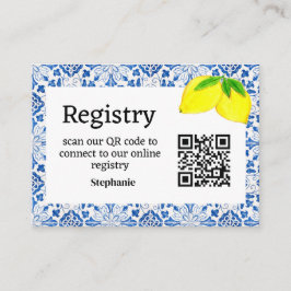 Tarjeta De Recepción Baldosas portuguesas Registro de ducha de novia Ga