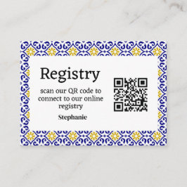 Tarjeta De Recepción Baldosas portuguesas Registro de ducha de novia Ga