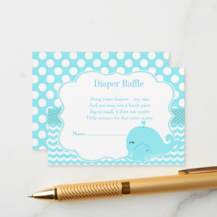 Tarjeta De Recepción Ballena azul con pañal bebé Raffle