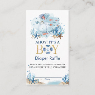 Tarjeta De Recepción Ballena Náutica Ahoy es un chico Diaper Raffle
