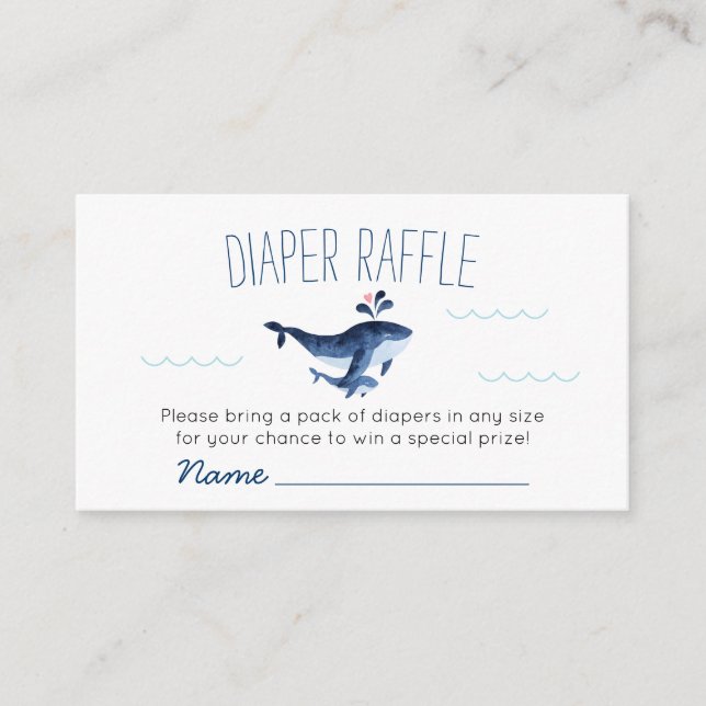 Tarjeta De Recepción Ballenas bajo el mar Diaper Raffle Baby Shower (Anverso)