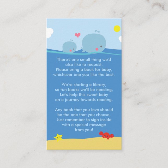 Tarjeta De Recepción Ballenas bajo el mar Traen una ducha de libros (Anverso)