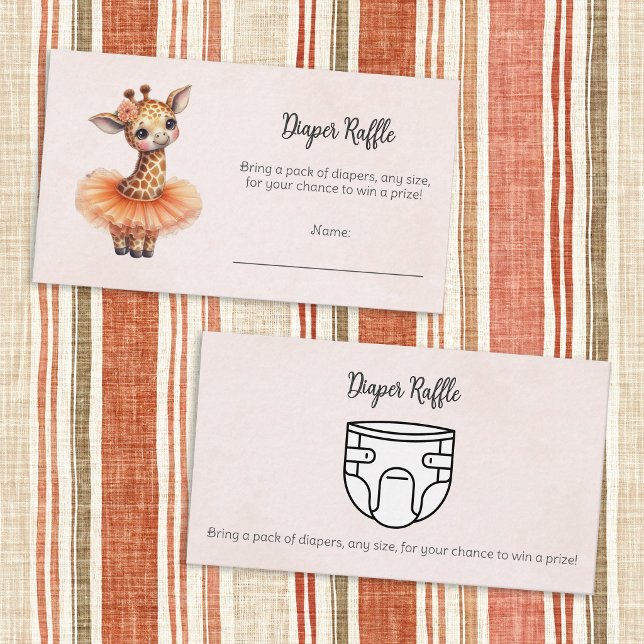 Tarjeta De Recepción Ballerina Baby Shower Tutu Giraffe Diaper Game (Subido por el creador)