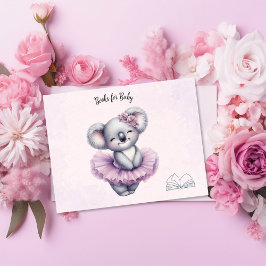 Tarjeta De Recepción Ballerina Baby Shower Tutu Koala Libros