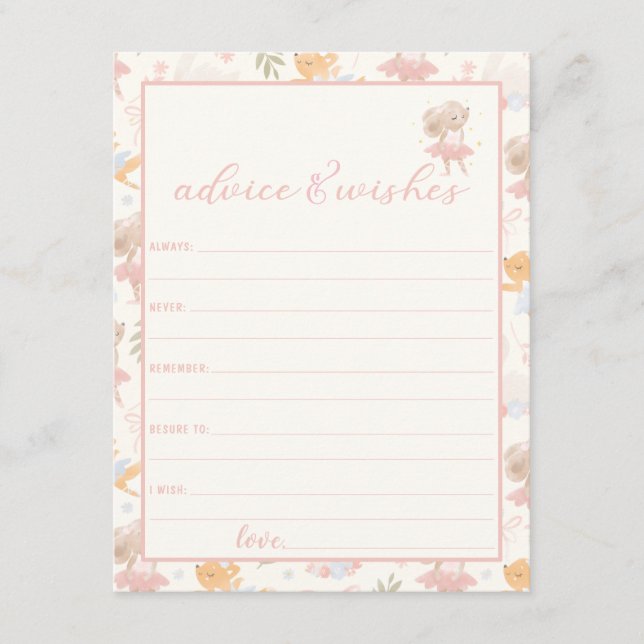 Tarjeta De Recepción Ballerina Mouse Tutu Consejos y deseos exaltados (Anverso)