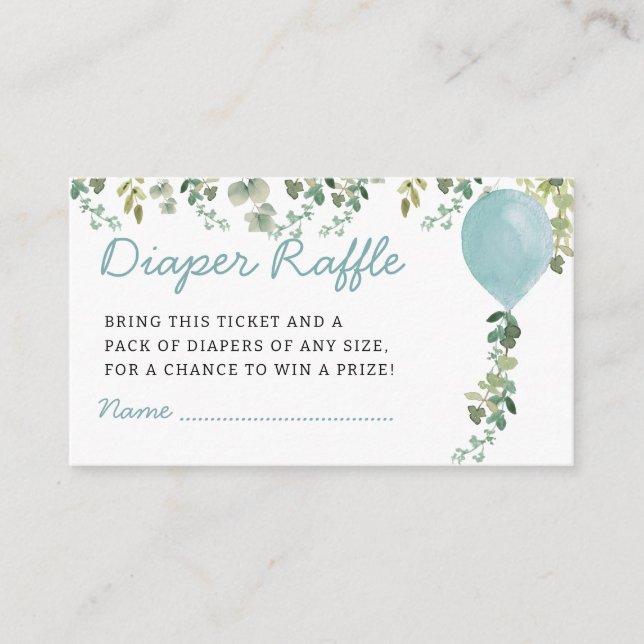 Tarjeta De Recepción Balón azul acuático bebé ducha rifa de pañales (Anverso)
