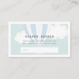 Tarjeta De Recepción Balón azul de aire caliente Diaper Raffle Ticket