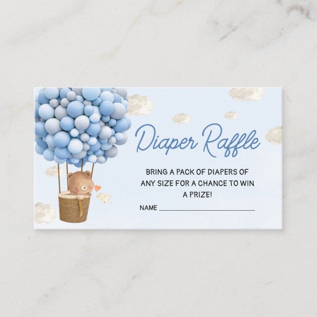 Tarjeta De Recepción Balón azul de aire caliente hacia arriba y lejos d (Anverso)