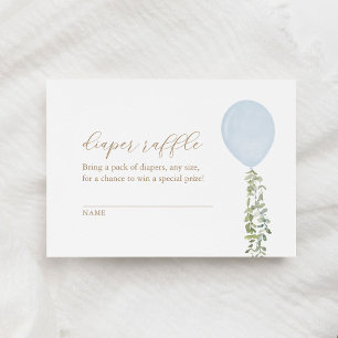 Tarjeta De Recepción Balón azul Eucalyptus Diaper Raffle Ticket Enclo