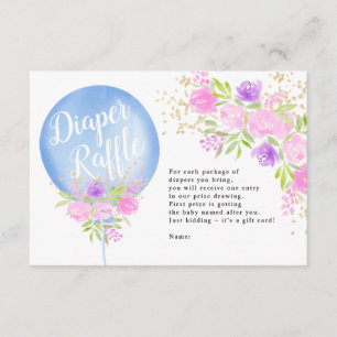 Tarjeta De Recepción Balón azul floral diapor rifa bebé ducha