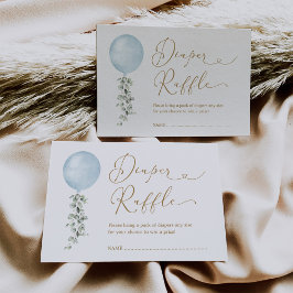 Tarjeta De Recepción Balón azul minimalista Eucalyptus Diaper Raffle