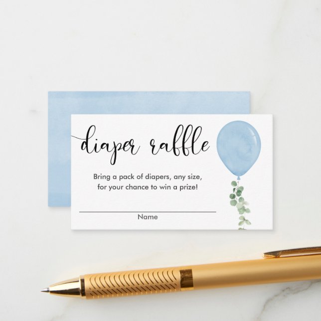 Tarjeta De Recepción Balón azul niño bebé ducha pañal rifa (Anverso/Reverso In Situ)