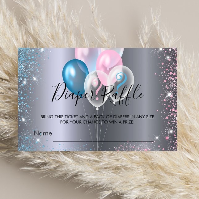 Tarjeta De Recepción Balón azul rosado de plata bebé ducha de pañales r (Subido por el creador)