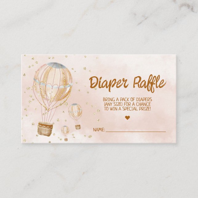 Tarjeta De Recepción Balón de aire caliente Baby Shower Diaper Raffle T (Anverso)