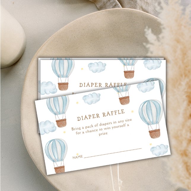 Tarjeta De Recepción Balón de aire caliente Nube Baby Shower Diaper Raf (Hot Air Balloon Cloud Baby Shower Diaper Raffle Enclosure Card)