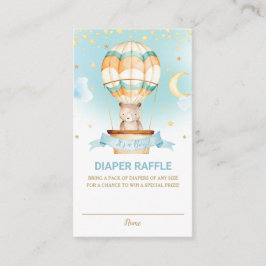 Tarjeta De Recepción Balón de aire caliente Teddy Bear Boy Diaper Raffl