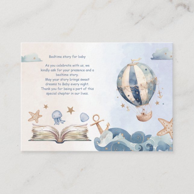Tarjeta De Recepción Balón de aire caliente Waves Boy Baby Shower Books (Anverso)
